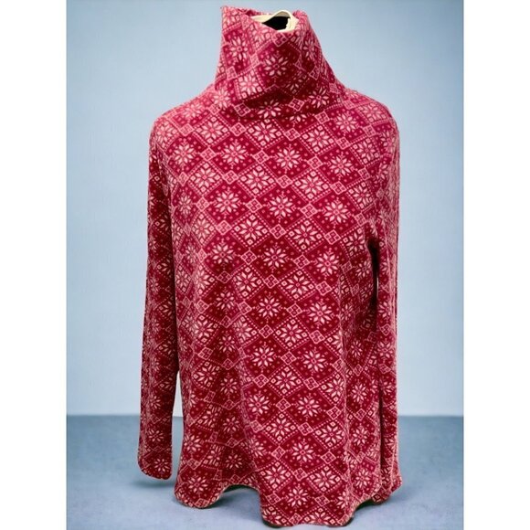 Kim Rogers ladies petite pullover pink turtleneck fleece top fair isle NEW PL - Picture 6 of 10